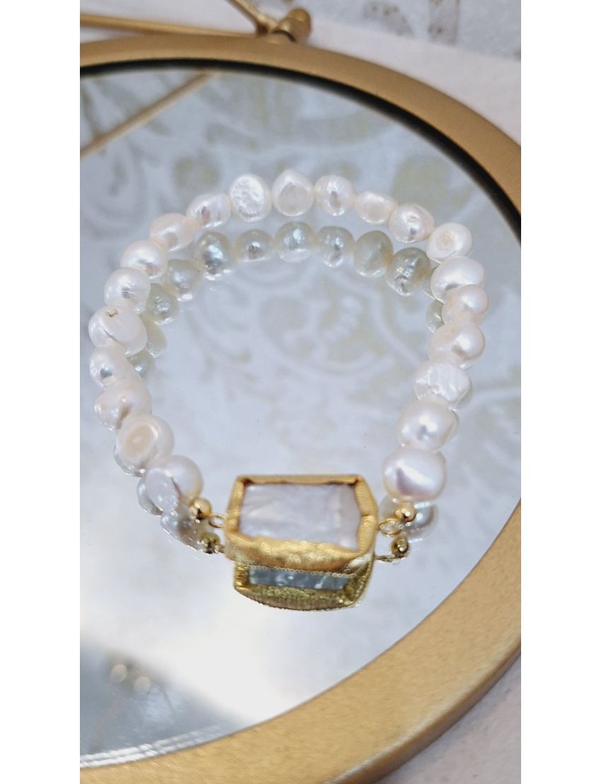 Pulseira Perolas e Prata