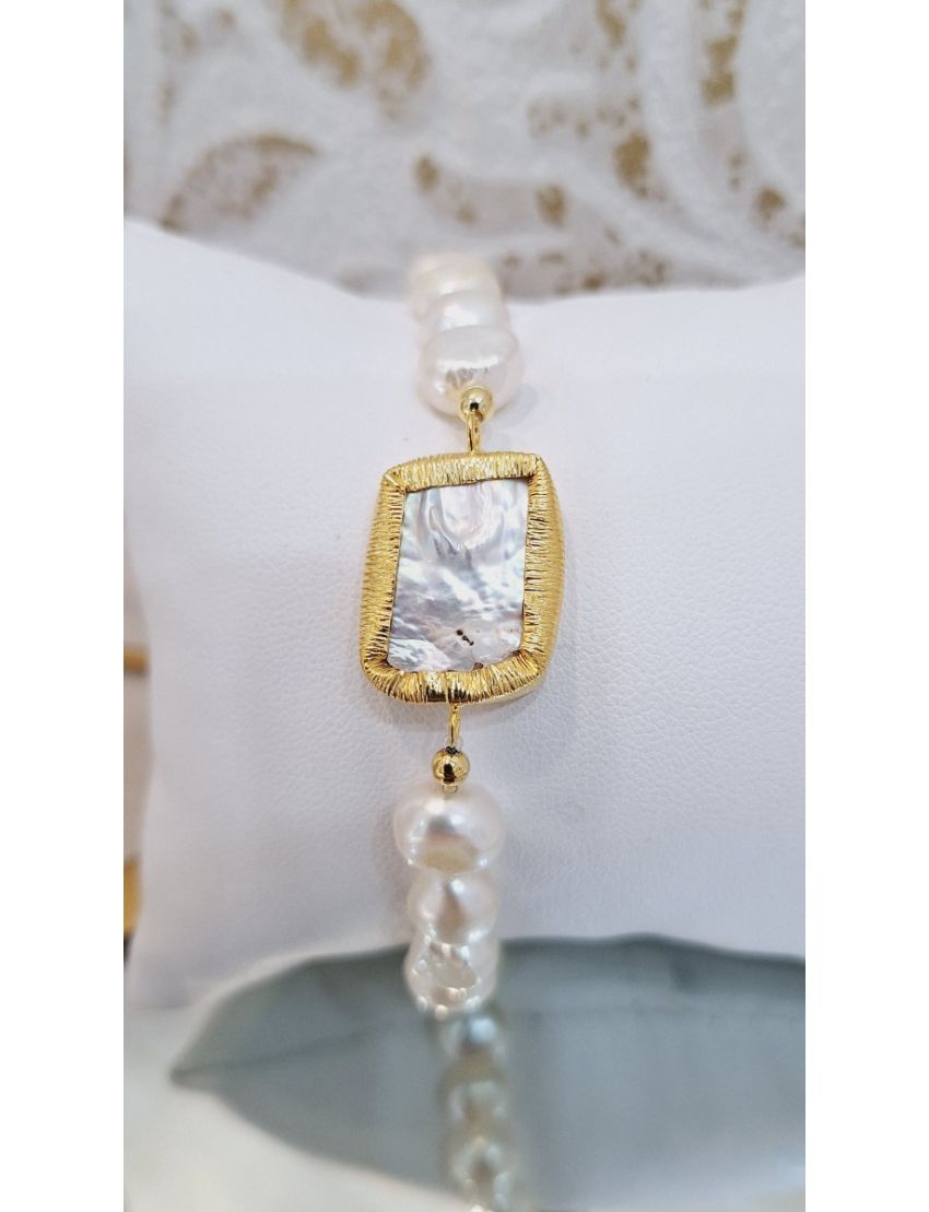 Pulseira Perolas e Prata