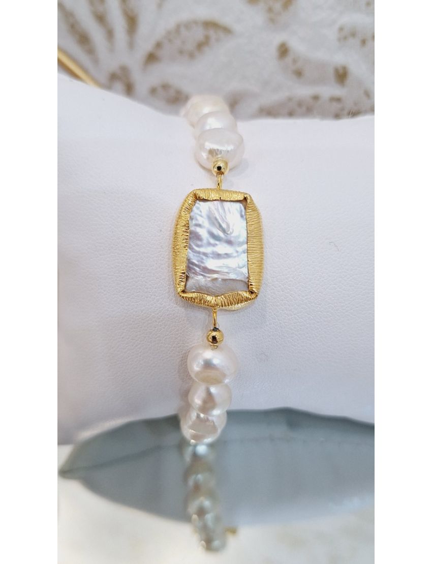 Pulseira Perolas e Prata