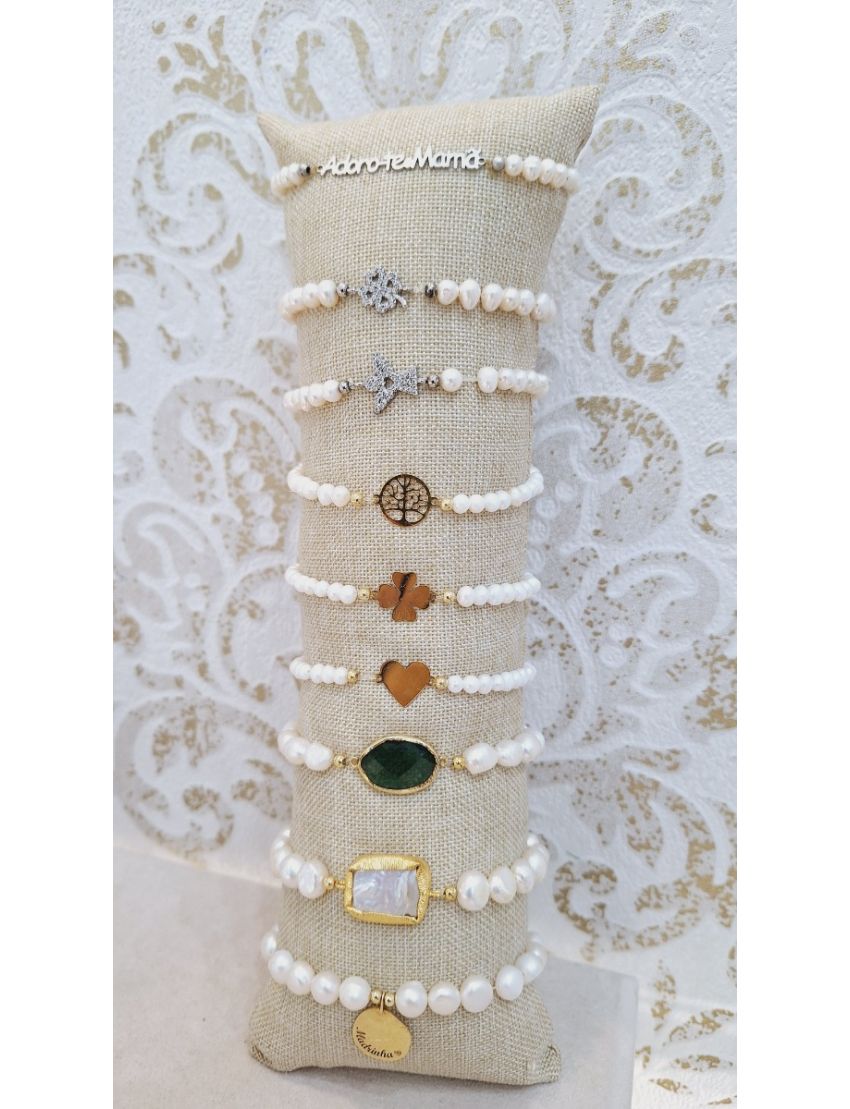 Pulseira Perolas e Prata Arvore da Vida