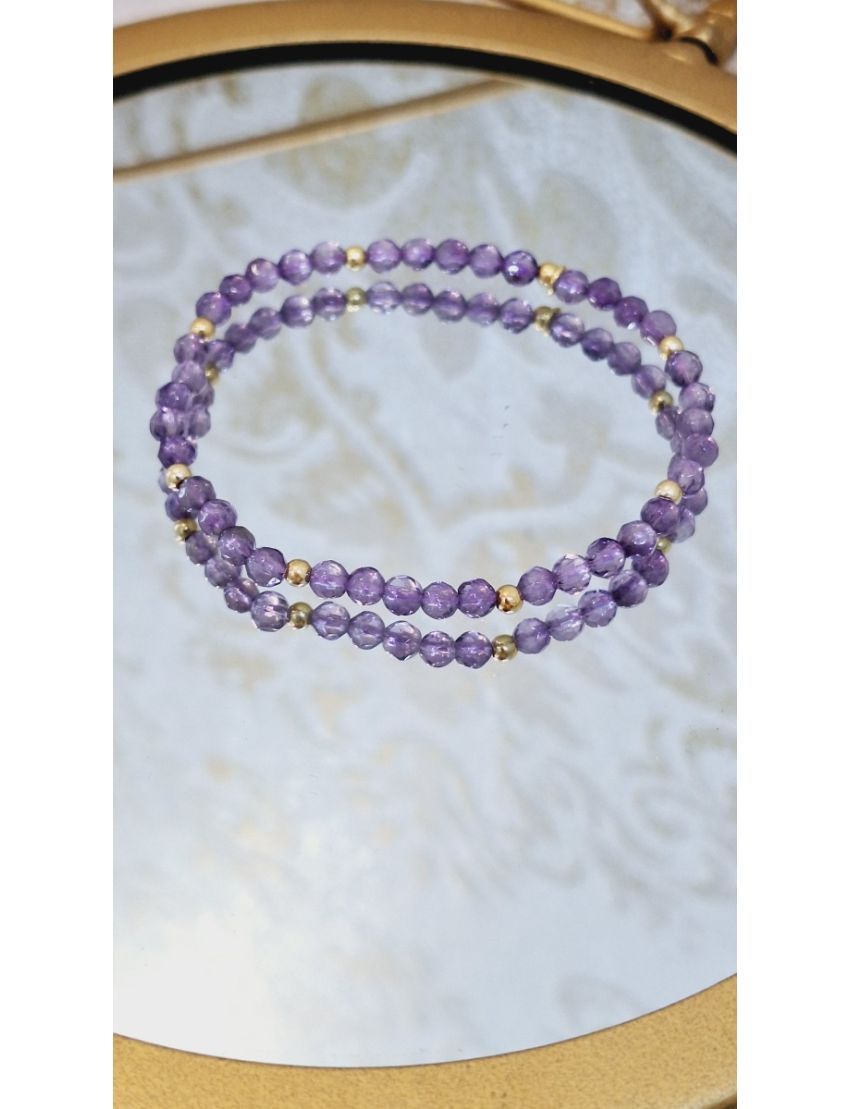 Pulseira Missangas e Prata Lilás