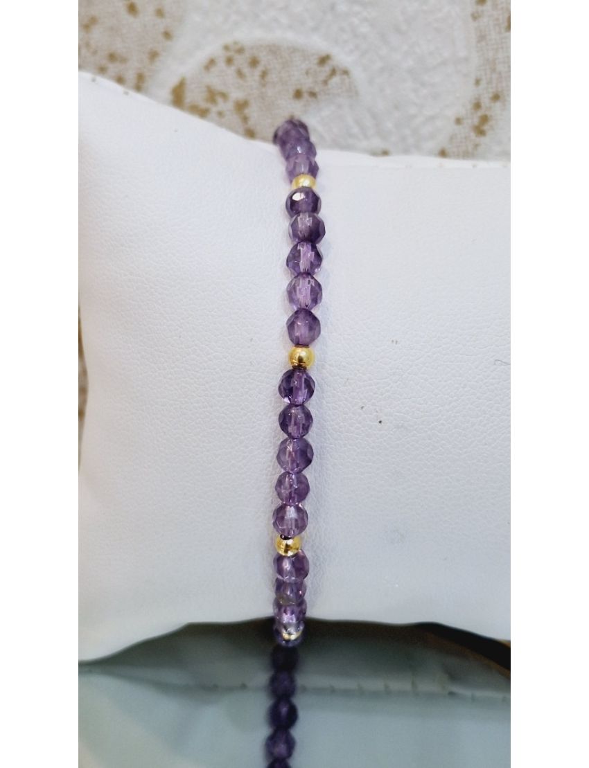Pulseira Missangas e Prata Lilás