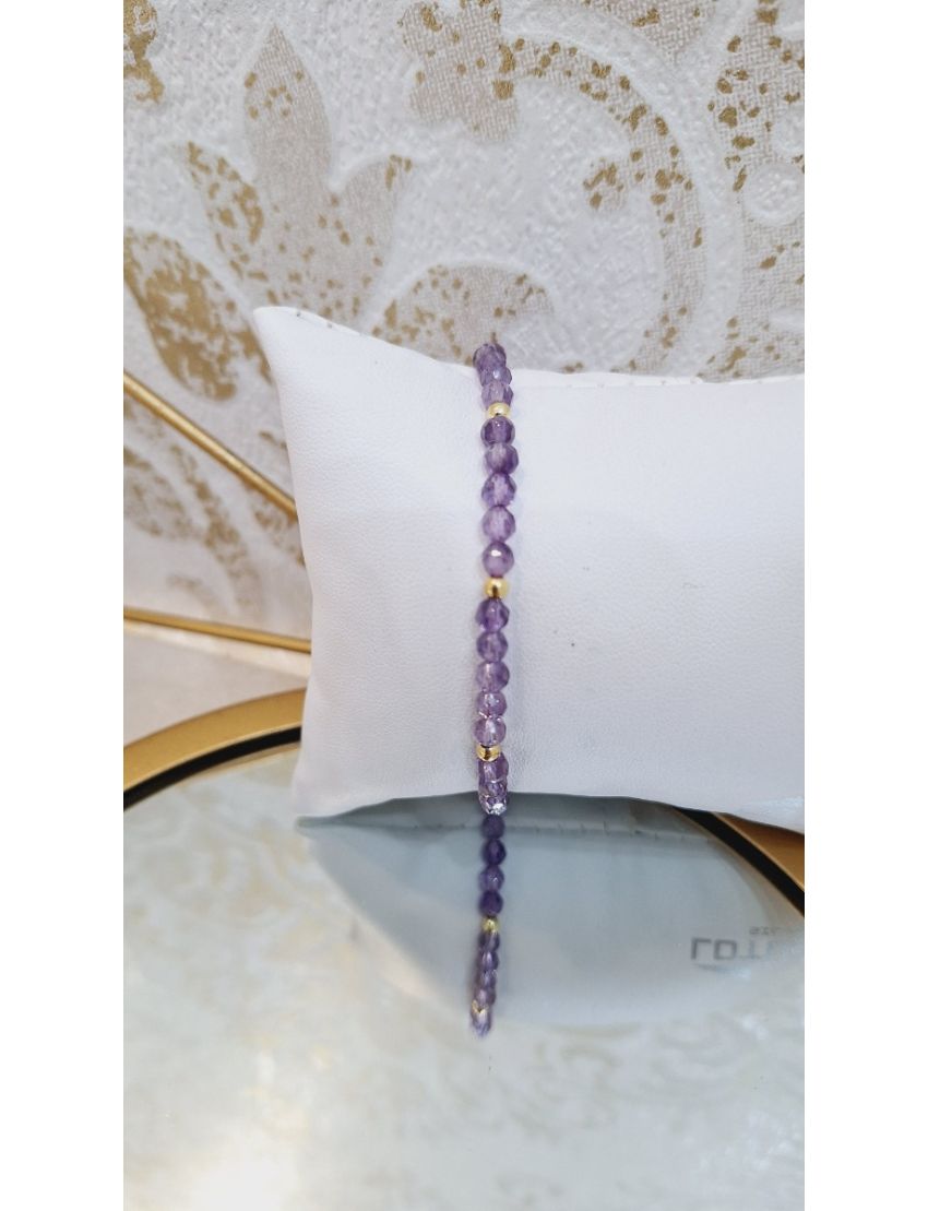 Pulseira Missangas e Prata Lilás