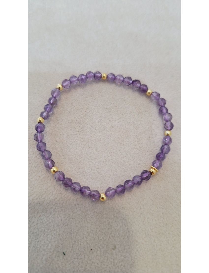 Pulseira Missangas e Prata Lilás