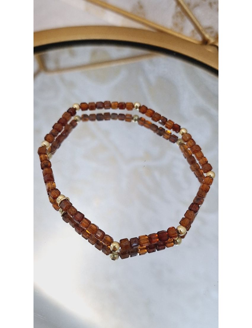 Pulseira Missangas e Prata castanha