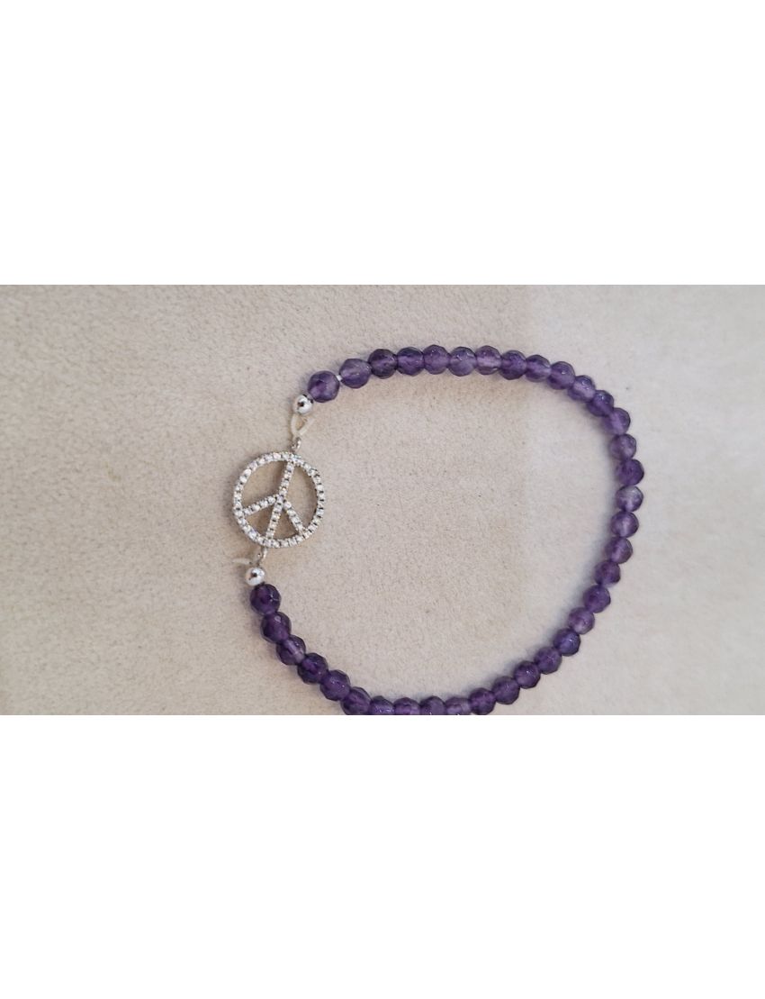 Pulseira Missangas e Prata Paz e Amor