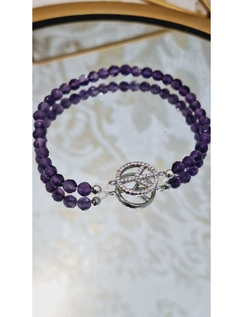 Pulseira Missangas e Prata Paz e Amor