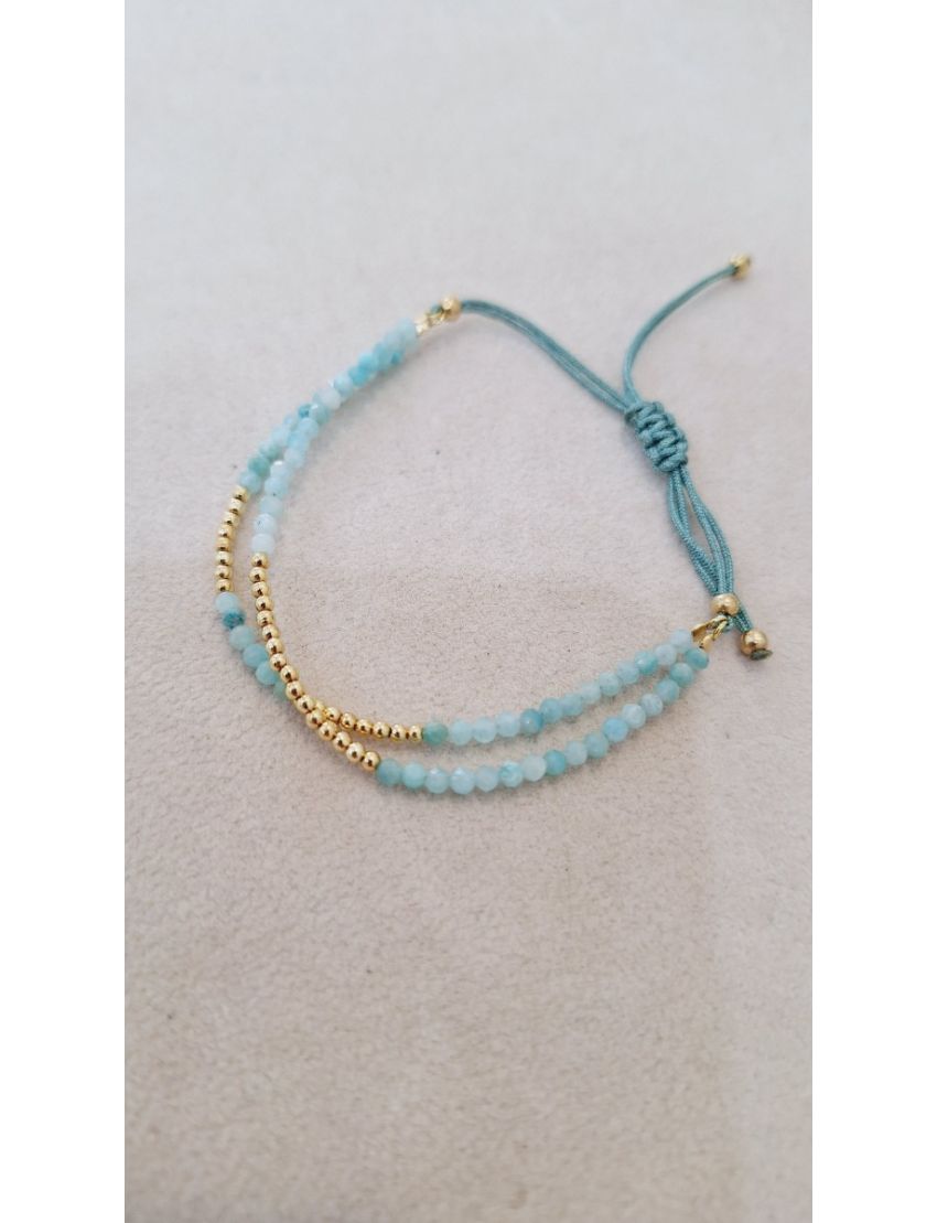 Pulseira Prata, Missangas Fio Verde