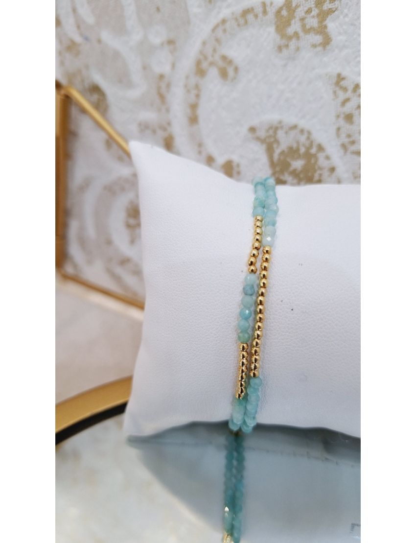 Pulseira Prata, Missangas Fio Verde