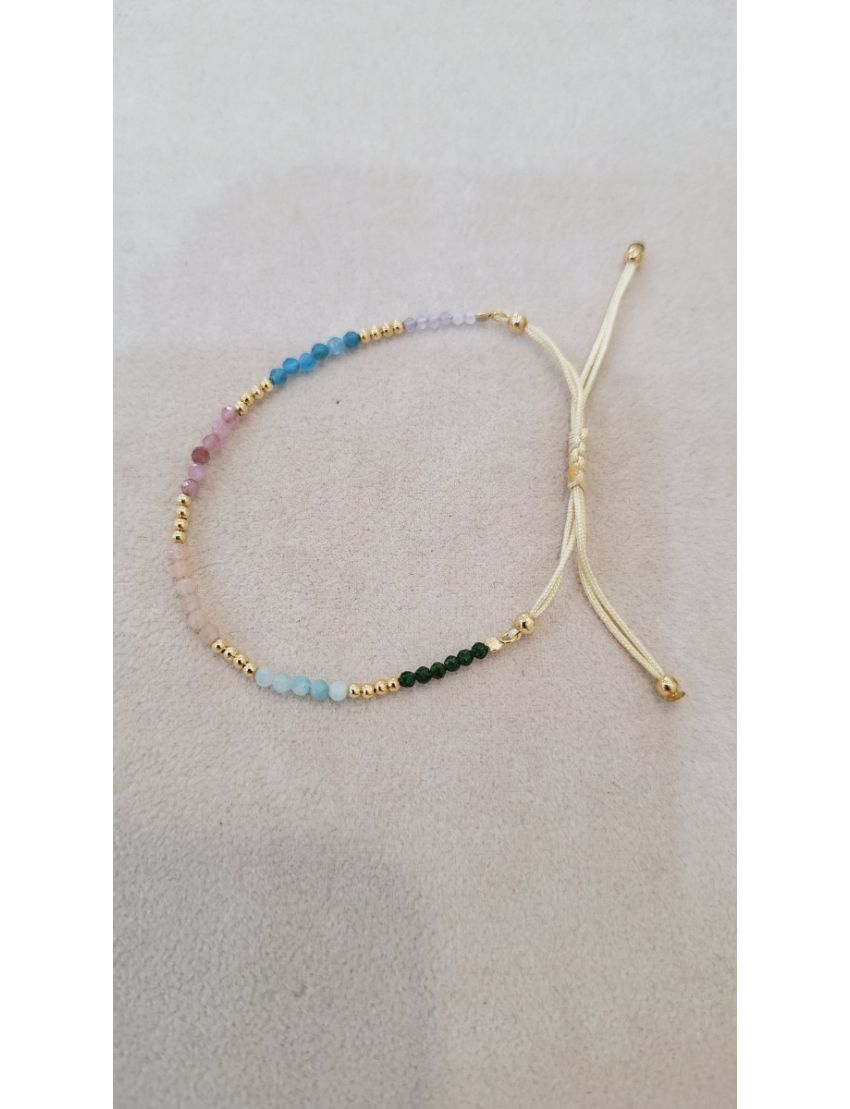 Pulseira Prata, Missangas e Fio C.