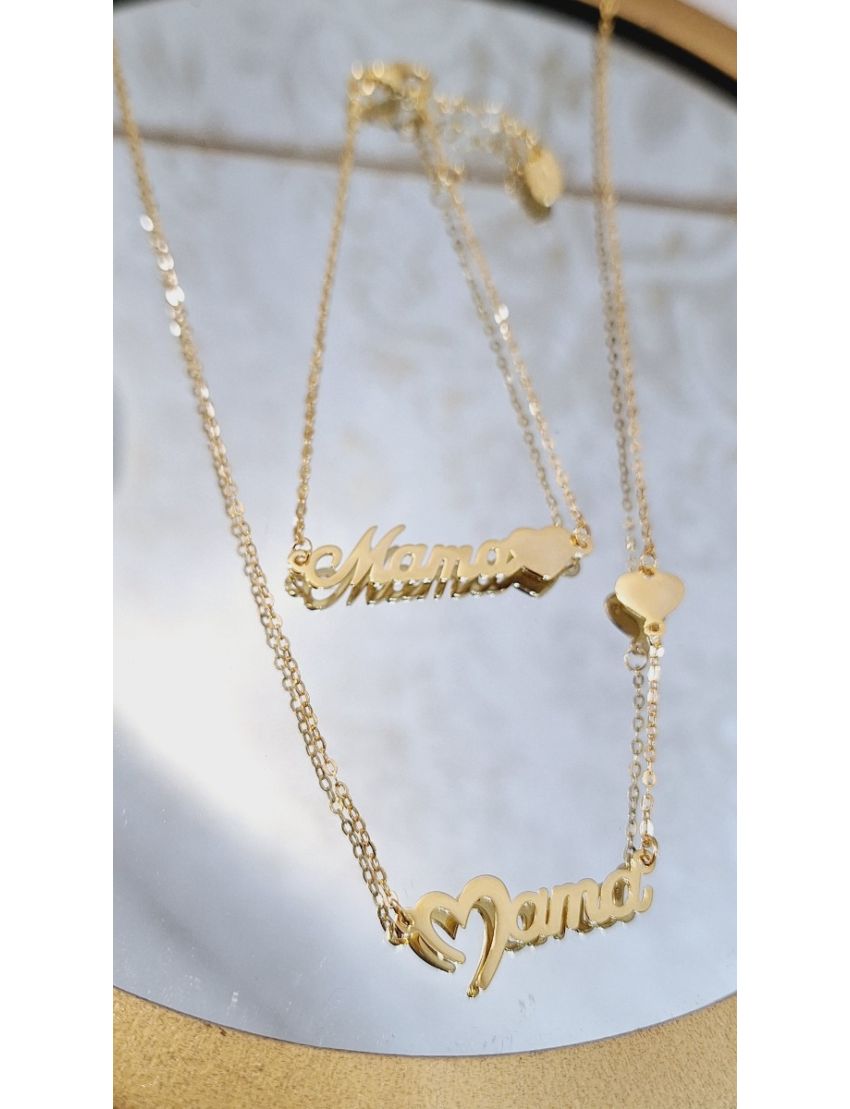 Pulseira Prata Dourada Mamã