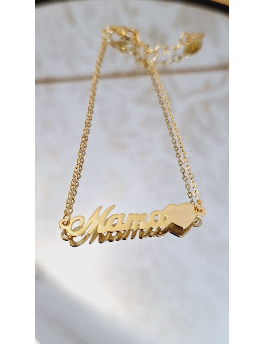 Pulseira Prata Dourada Mamã