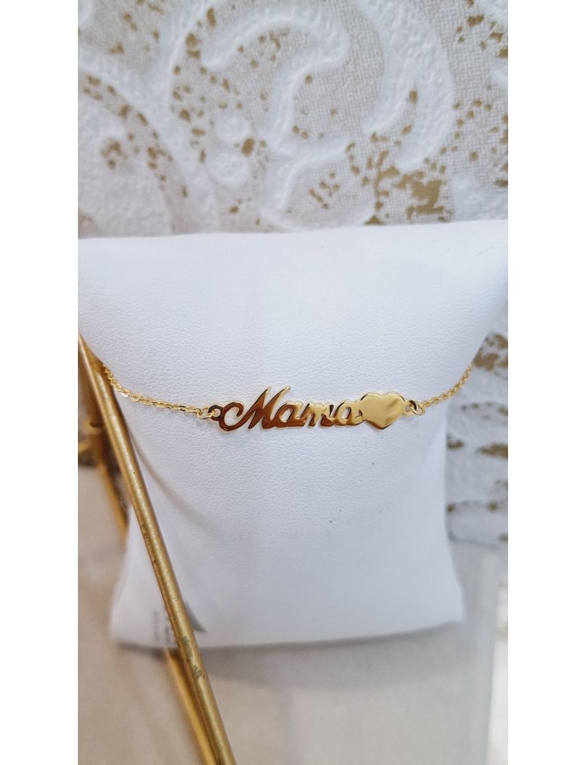 Pulseira Prata Dourada Mamã