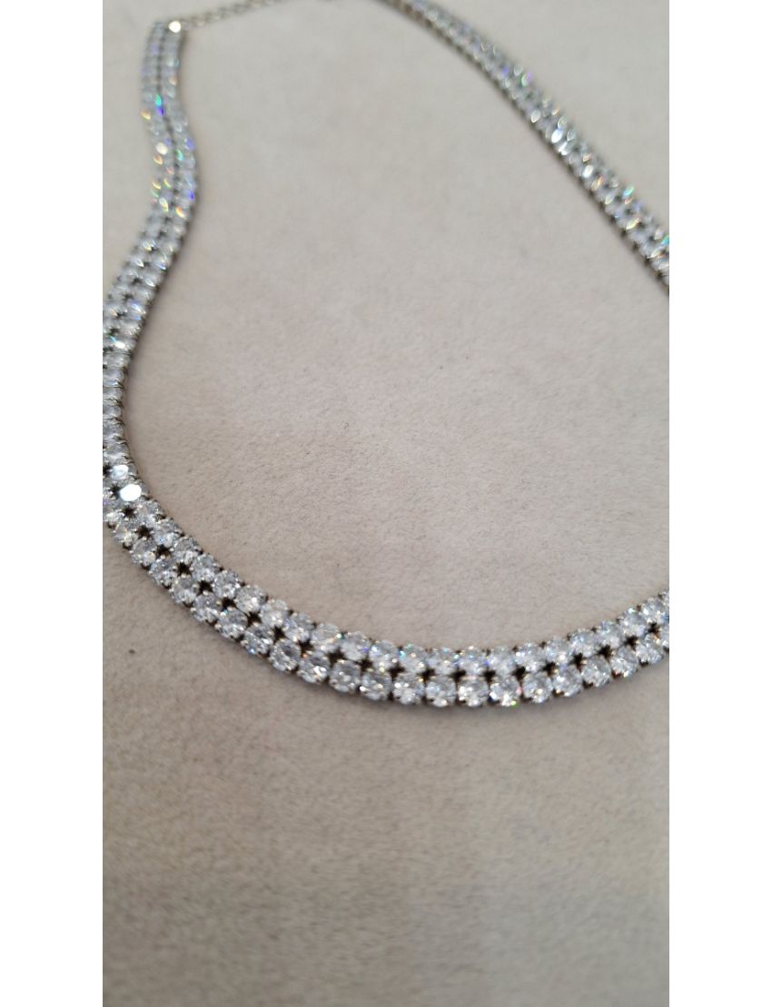 Colar Prata Duplo com Pedras