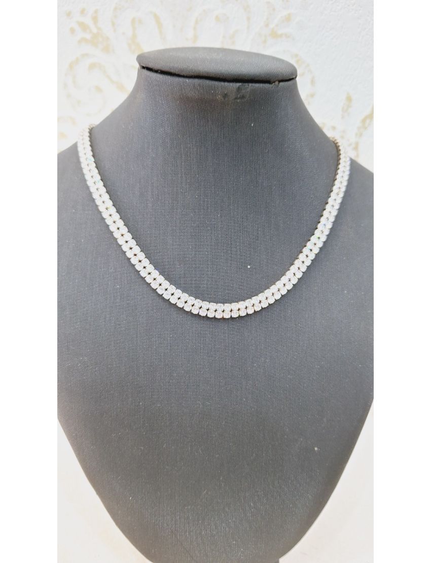 Colar Prata Duplo com Pedras