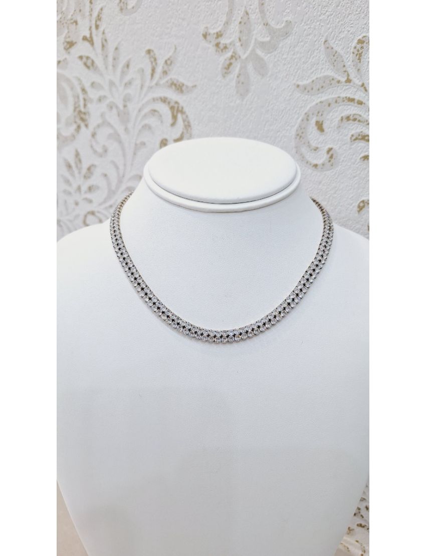 Colar Prata Duplo com Pedras