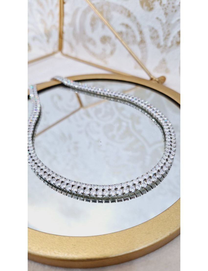 Colar Prata Duplo com Pedras