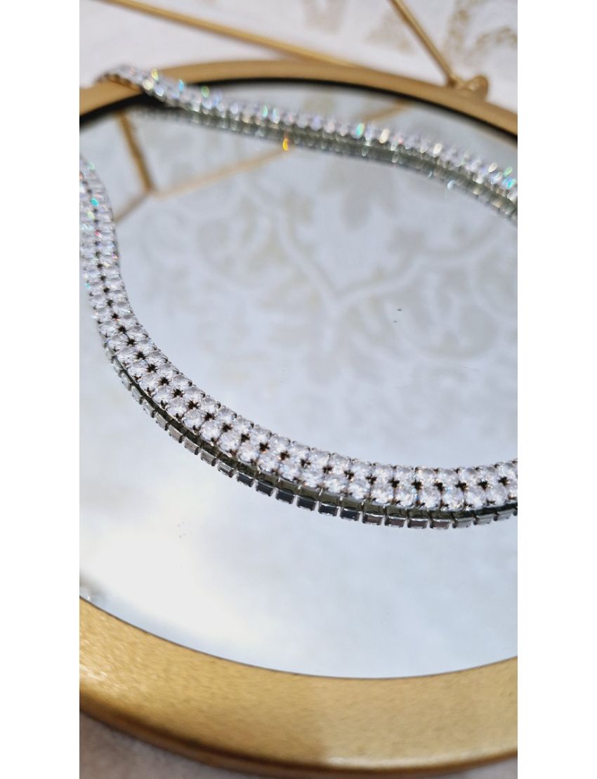 Colar Prata Duplo com Pedras