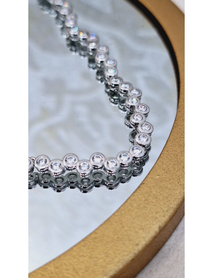 Colar Prata Pedra Redondas