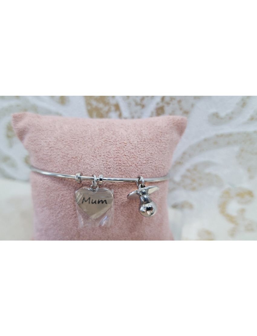 Pulseira Aço Lotus Coração e chupeta