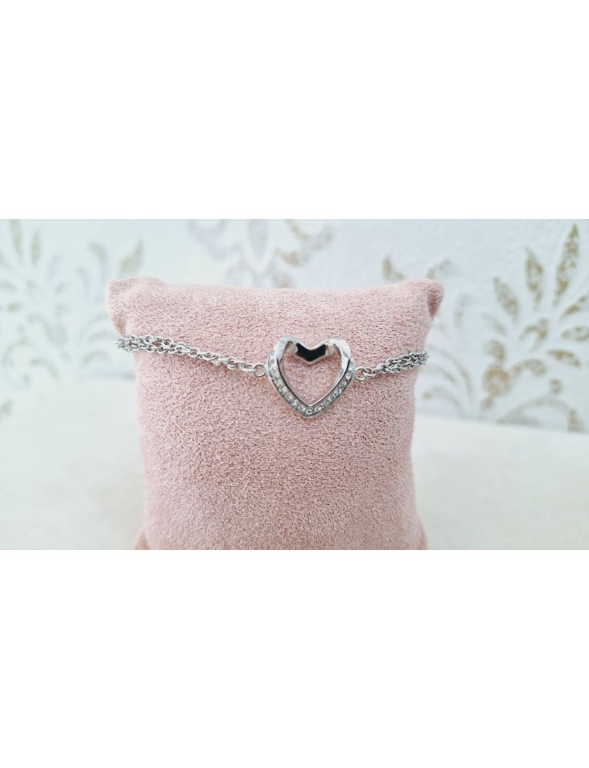 Pulseira Aço Lotus Coração 