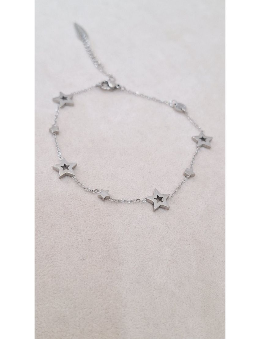 Pulseira Pé Aço Anjewels Estrelas