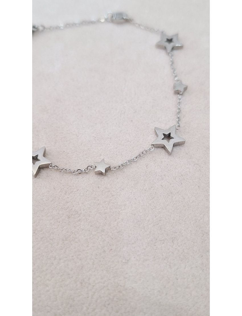 Pulseira Pé Aço Anjewels Estrelas