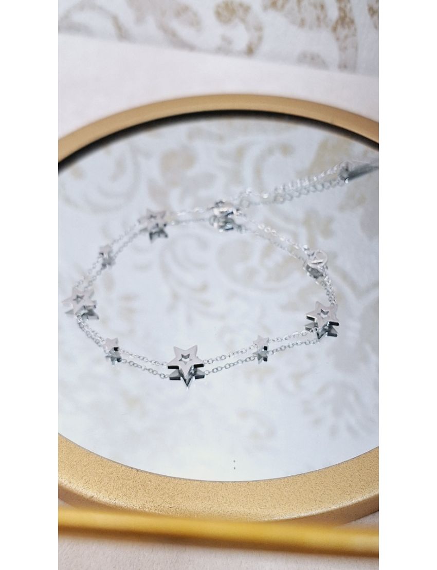 Pulseira Pé Aço Anjewels Estrelas