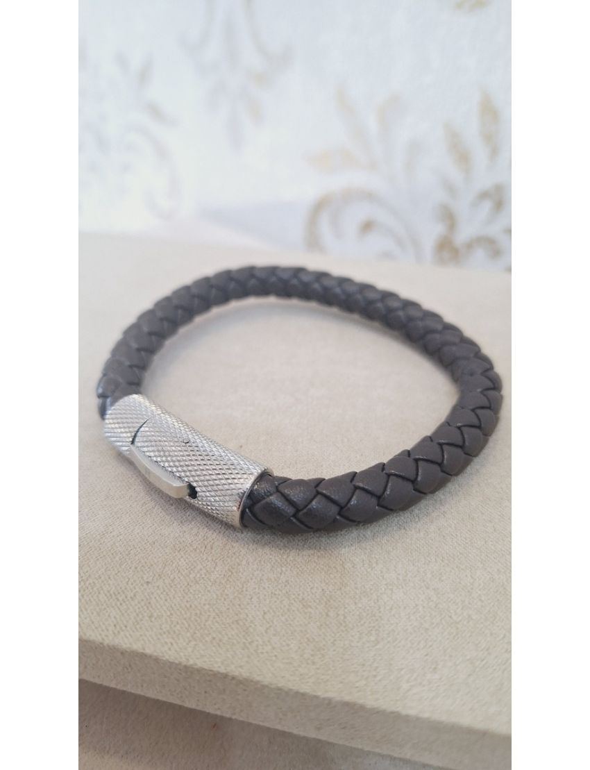 Pulseira Aço e Pele Castanha Radiant