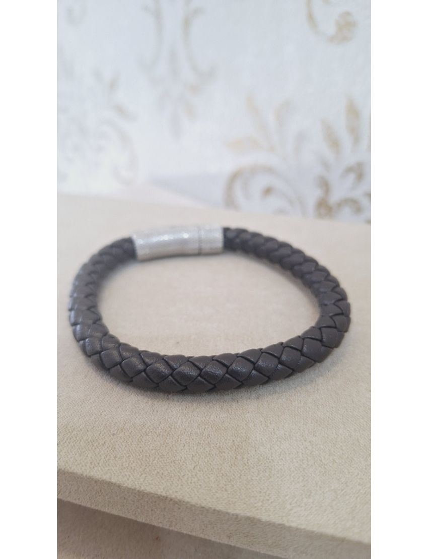 Pulseira Aço e Pele Castanha Radiant