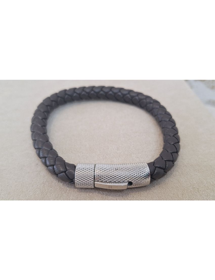 Pulseira Aço e Pele Castanha Radiant