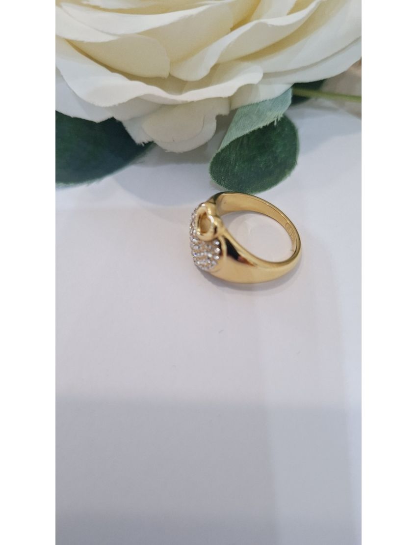 Anel Aço Guess Coração e pedras D.