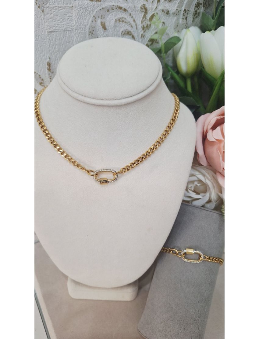 Pulseira Aço Dourado Lotus Cadeado