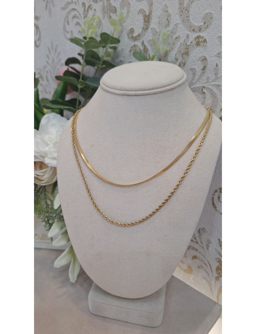 Colar duplo Aço Lotus D.