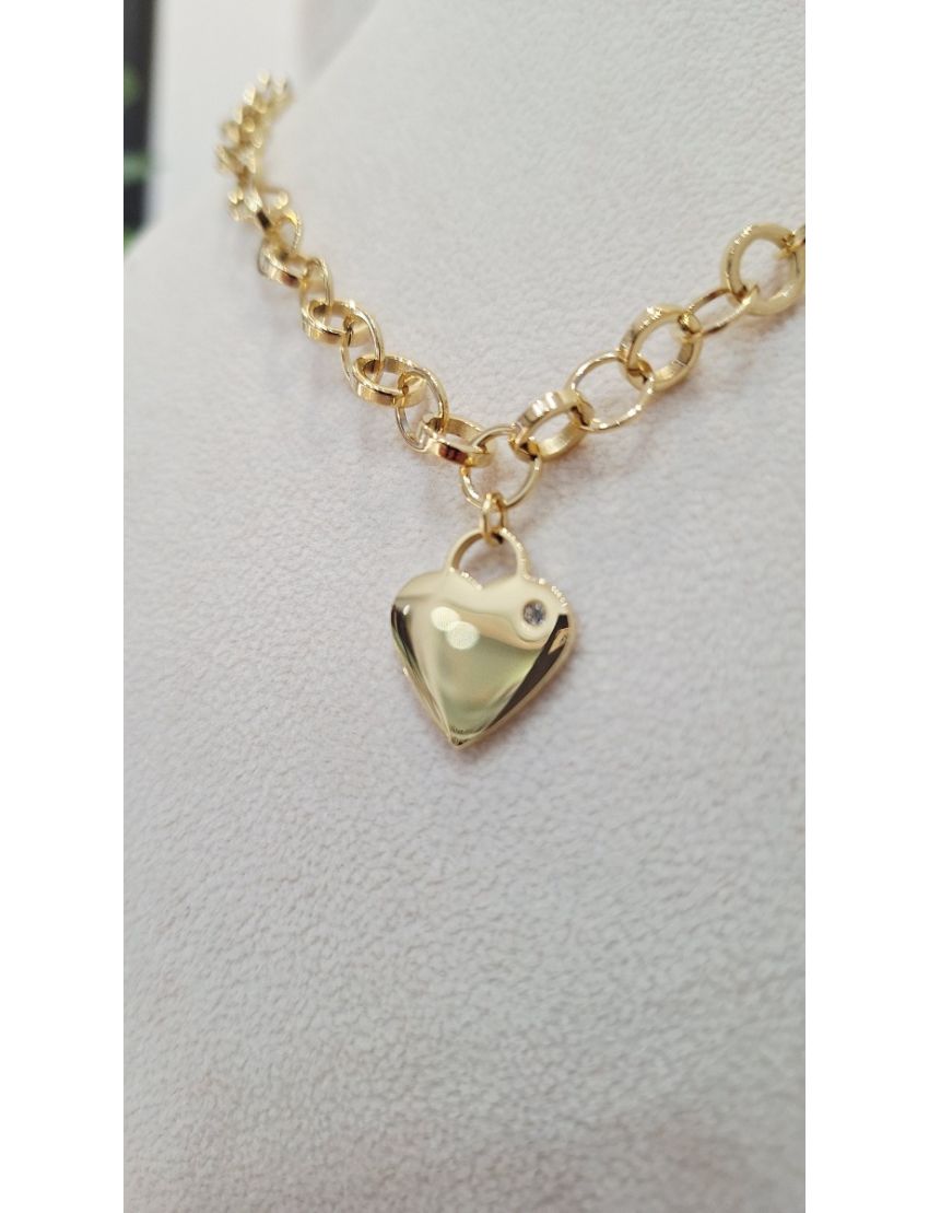 Colar Aço Lotus Coração D.