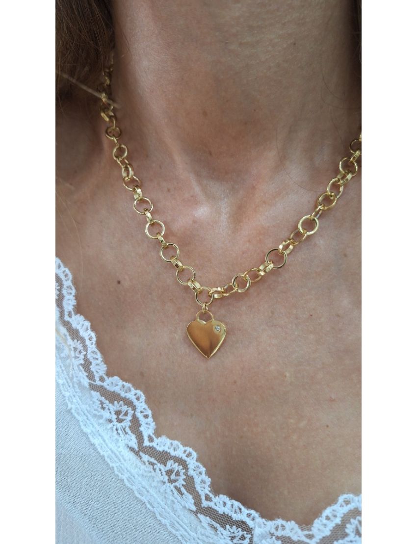 Colar Aço Lotus Coração D.