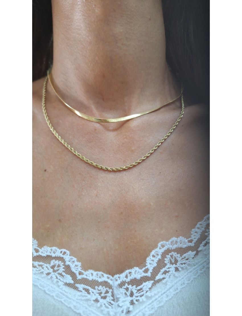 Colar duplo Aço Lotus D.