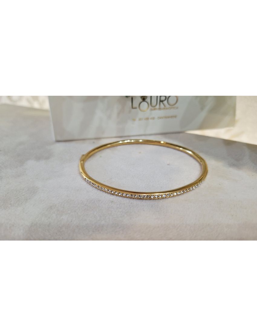 Pulseira Aço Lotus Escrava c/ pedras