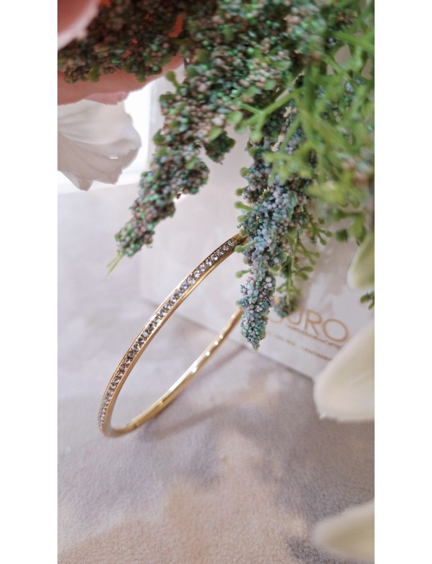 Pulseira Aço Lotus Escrava c/ pedras