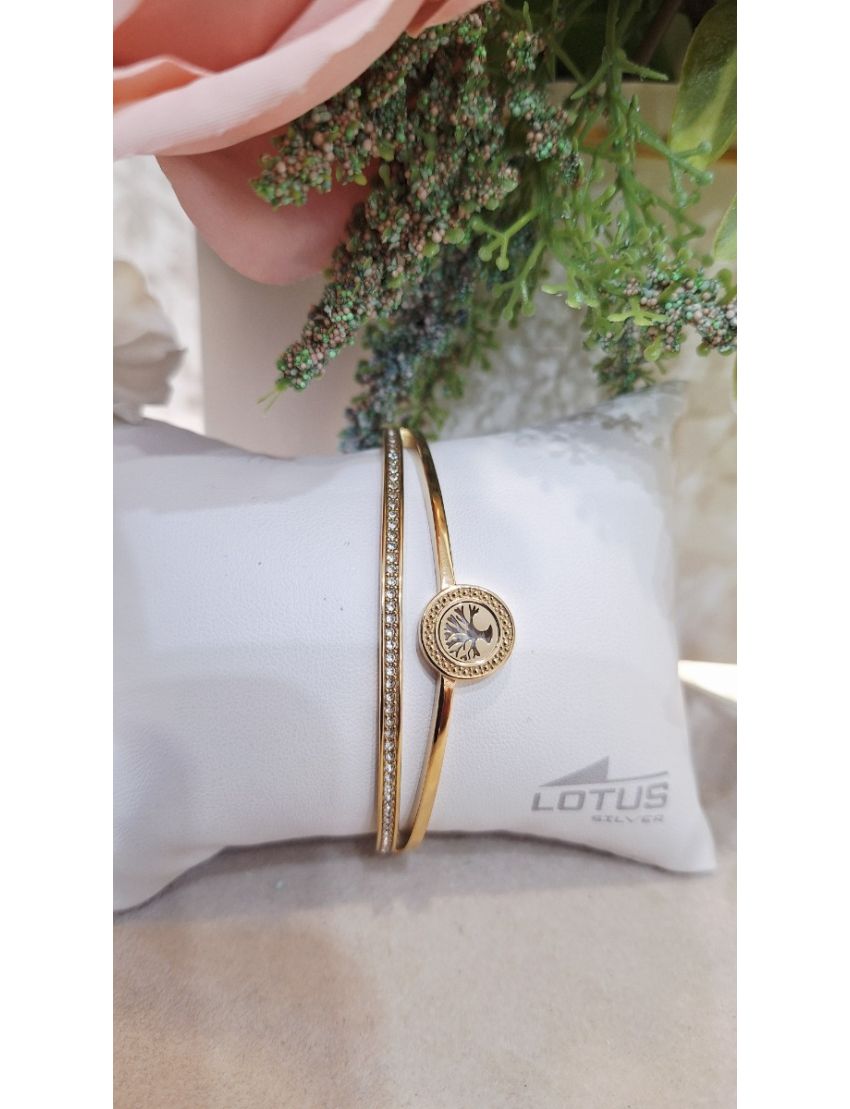 Pulseira Aço Lotus D. c/ Pedras e Arvore da vida