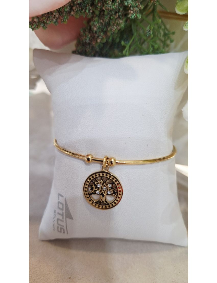 Pulseira Aço Lotus D. Pendente Arvore da Vida