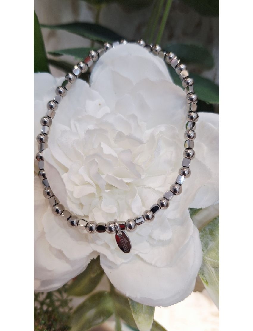 Pulseira Aço Lotus Bolas e Quadrados P
