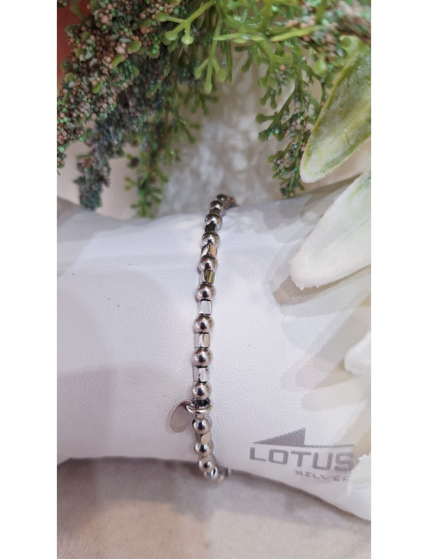 Pulseira Aço Lotus Bolas e Quadrados P