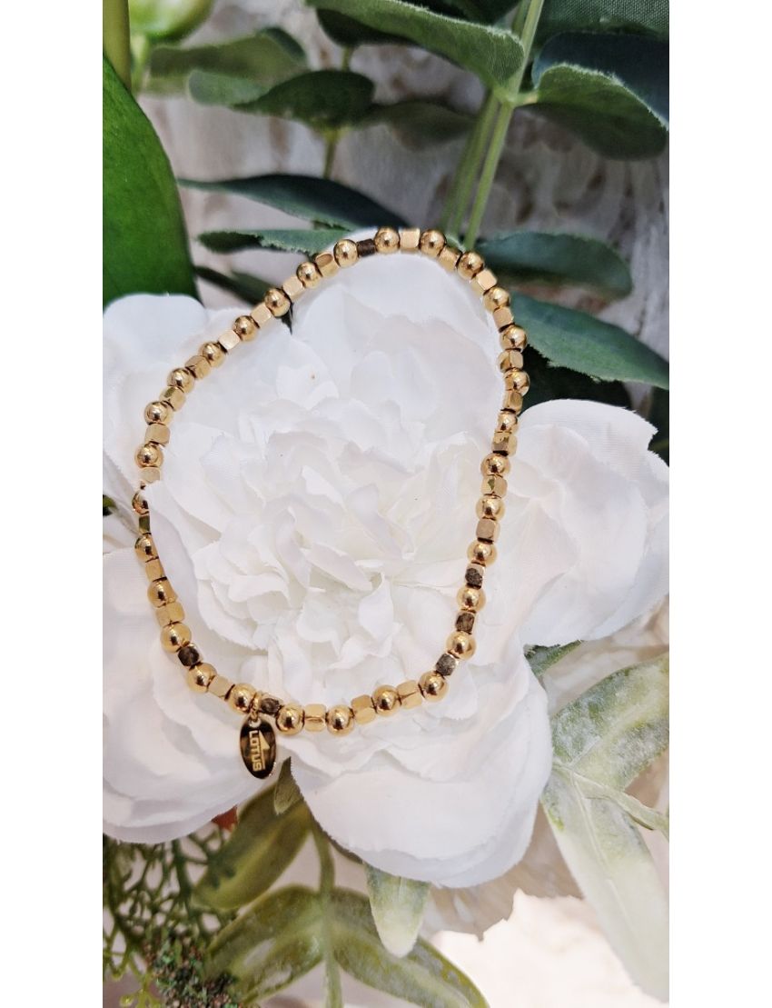 Pulseira Aço Lotus Bolas e Quadrados D.