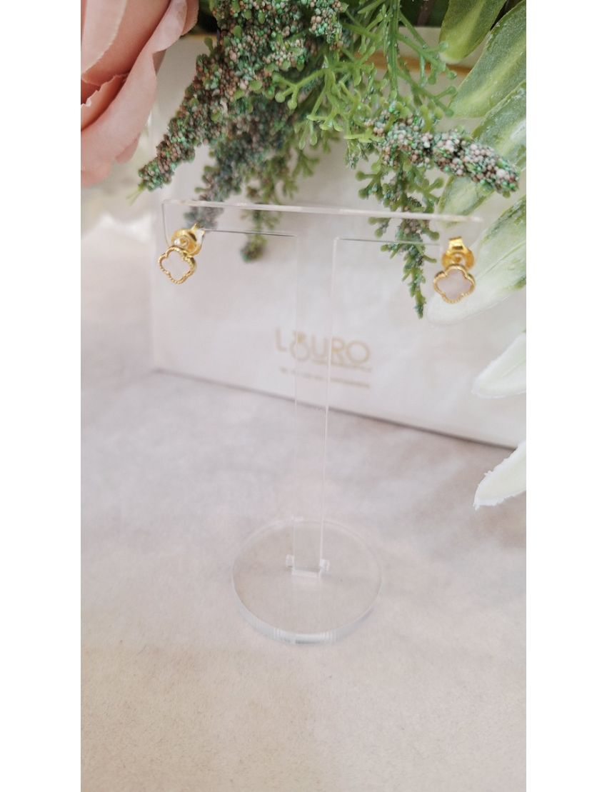 Brinco Prata Flor com Madreperola 