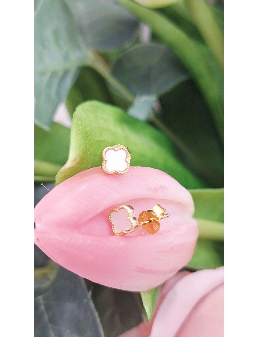 Brinco Prata Flor com Madreperola 