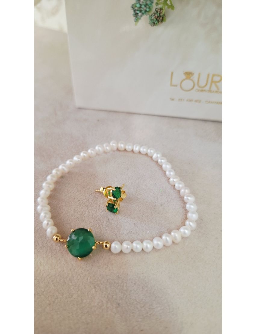 Brincos Prata Pedra Verde