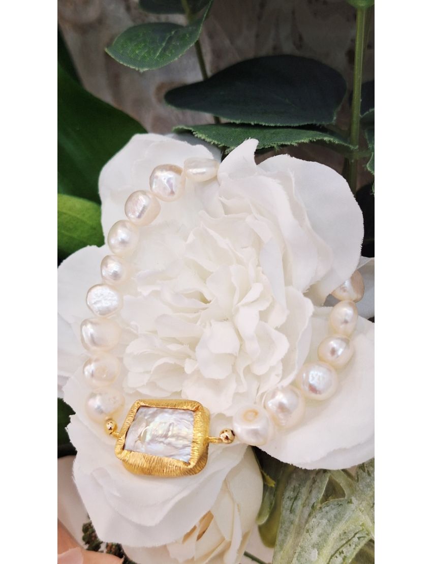 Pulseira Perolas e Prata