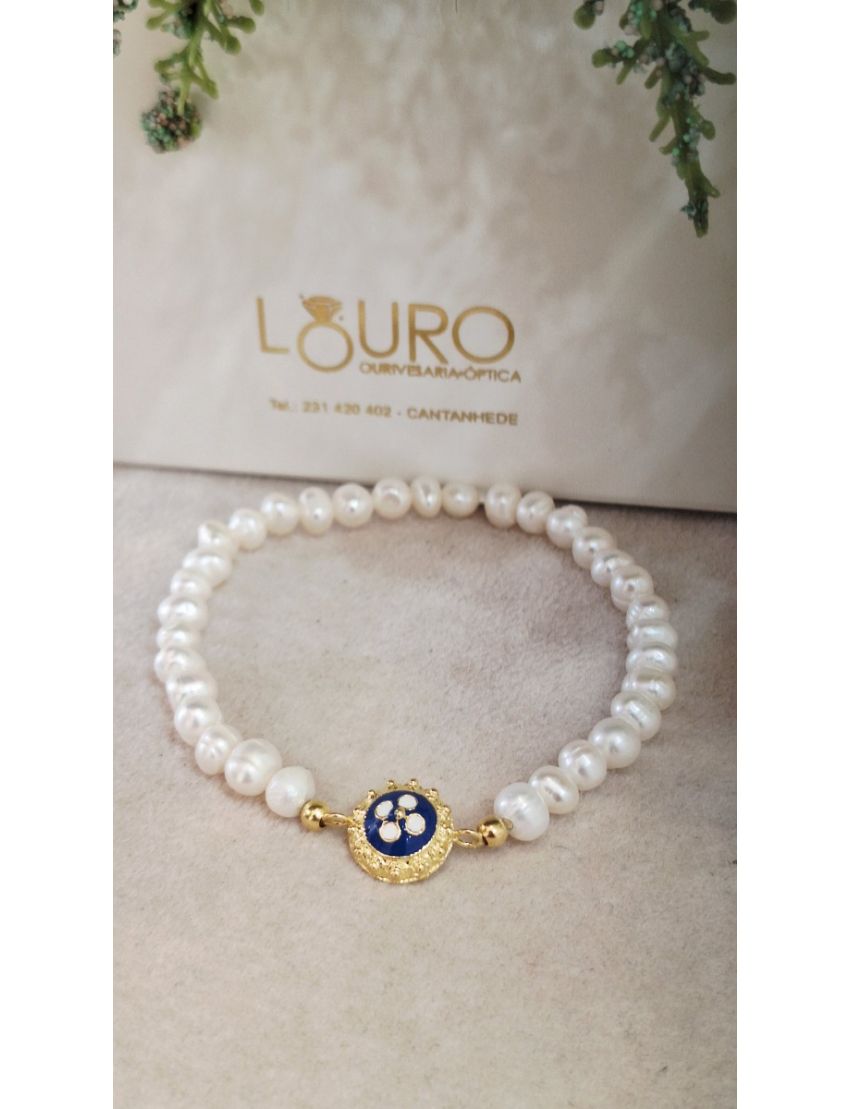 Pulseira Perolas Prata Caramujo