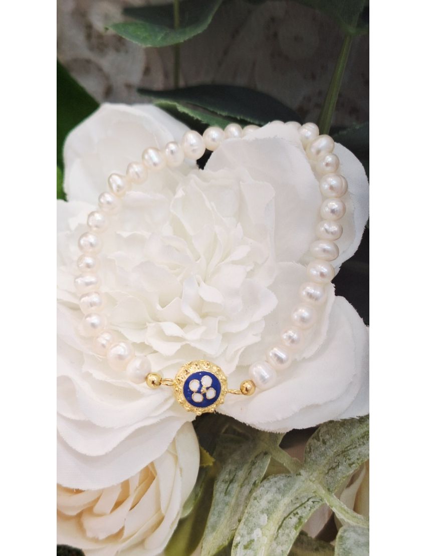 Pulseira Perolas Prata Caramujo